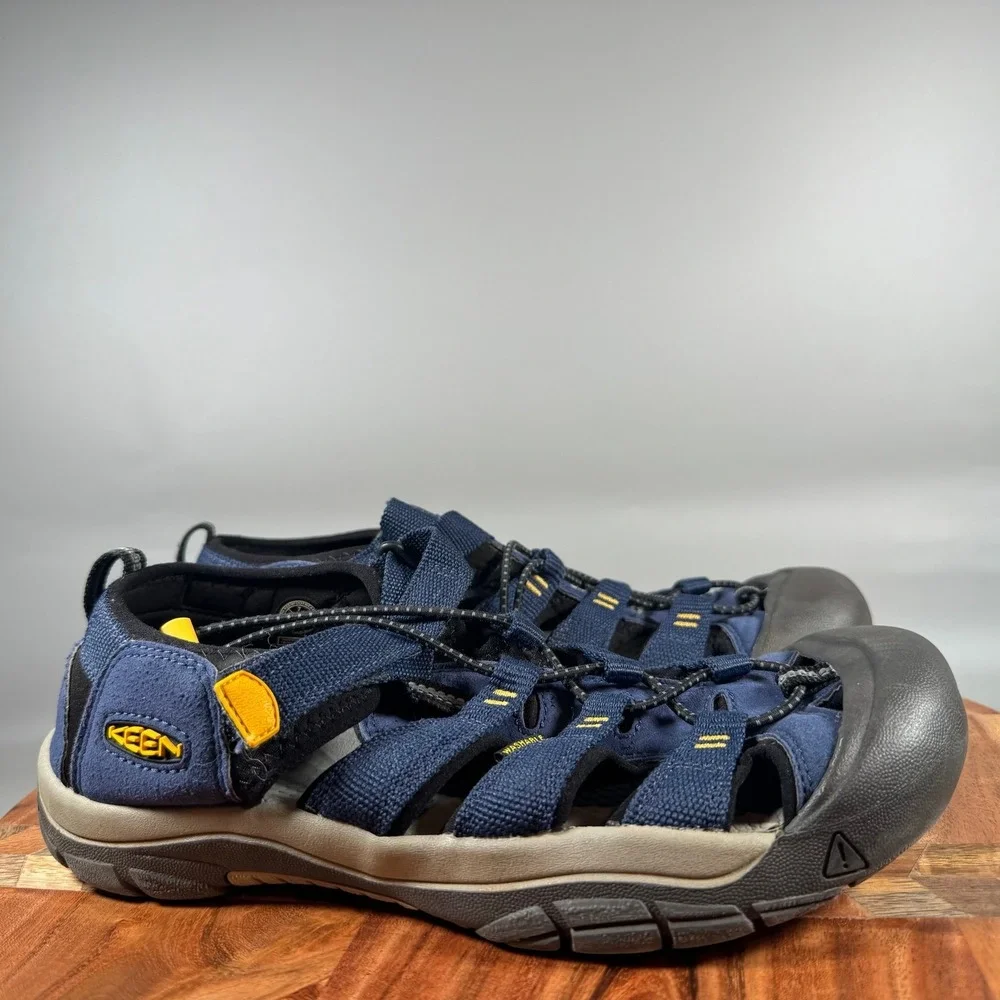 KEEN Newport H2 Navy Blue Yellow Hiking Sport Sandals Women 8.5 Youth 7